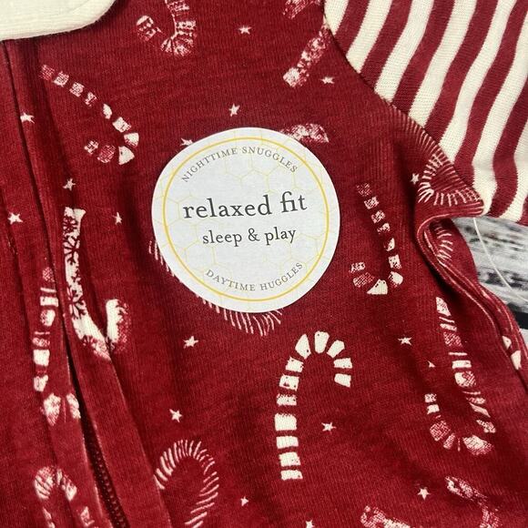 Burt's Bees Baby One Piece PJ Outfit size 3-6M Christmas Relaxed Fit Candy Canes - Picture 4 of 11